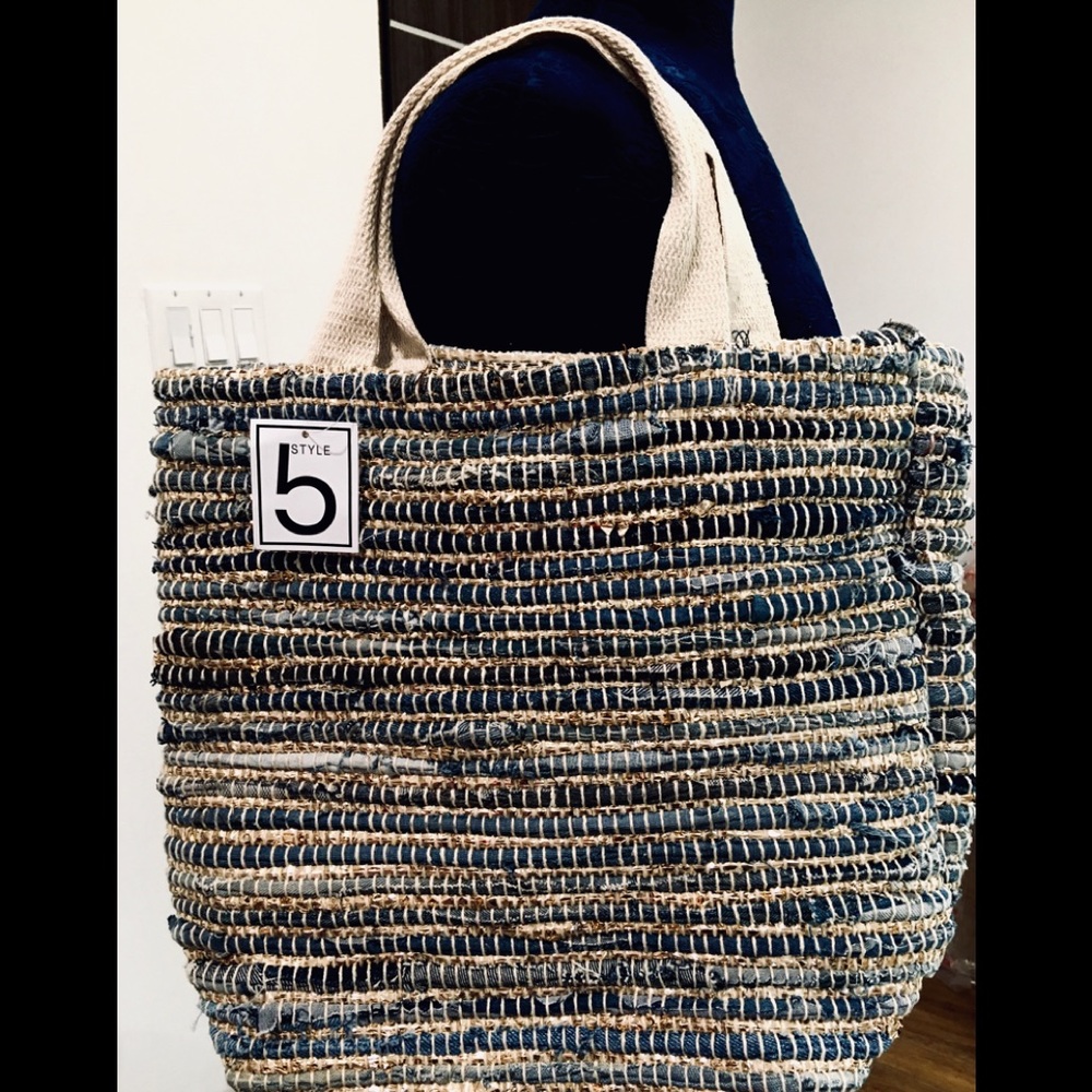 5 Style Gold Foil Denim Tote Bag-NWT